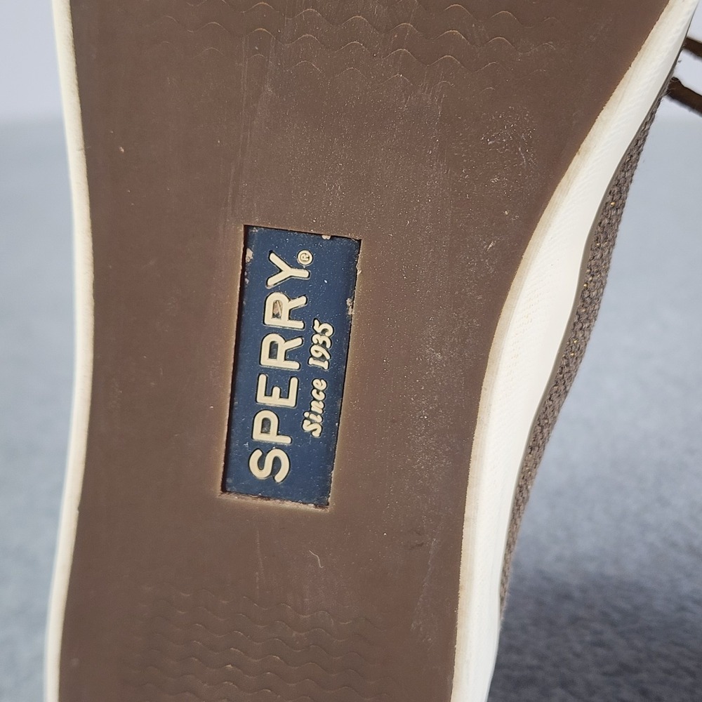 Sperry Top Siders Sneakers Women's 9M Brown Gold Canvas Boat Shoes Slip-on - Picture 8 of 9